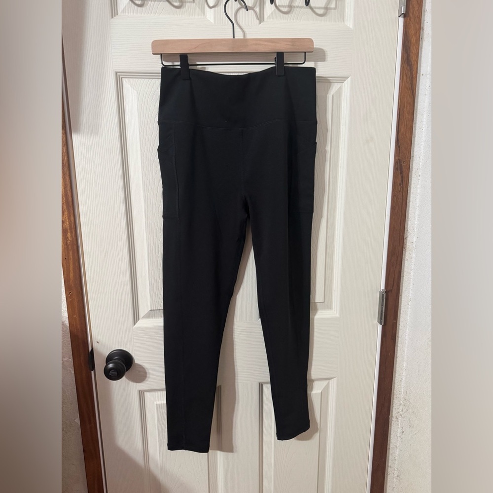 Women's Black Leggings Large High Rise
